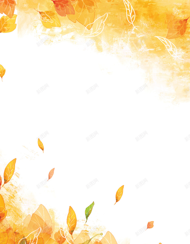 橙色手绘树叶背景psd设计背景_新图网 https://ixintu.com 橙色 手绘 树叶 水彩 线条 漂浮 卡通 童趣