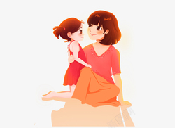 约惠春天母亲节亲子卡通手绘素材高清图片
