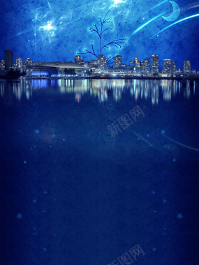 蓝色梦幻唯美夏季促销海报背景背景