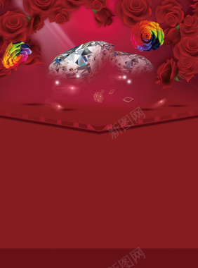 珠宝情人节红色背景素材背景