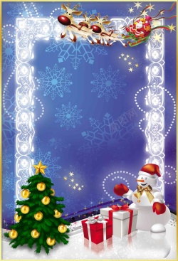 闪亮蝴蝶结圣诞节相框模板背景图高清图片