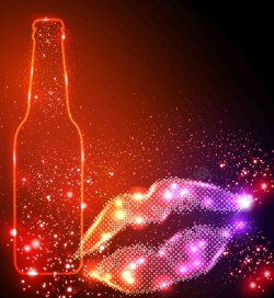 霓虹酒瓶美式菜单酒店聚会霓虹嘴唇酒瓶酒吧海报高清图片