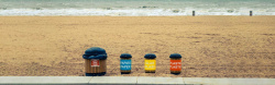 垃圾桶海报黄色海滩特色小清新垃圾桶海报banner高清图片