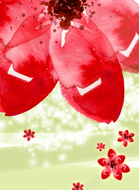 红色花瓣主题背景元素背景