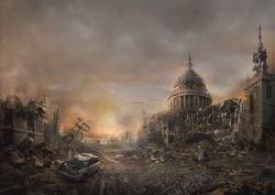 战争后城市废墟背景背景