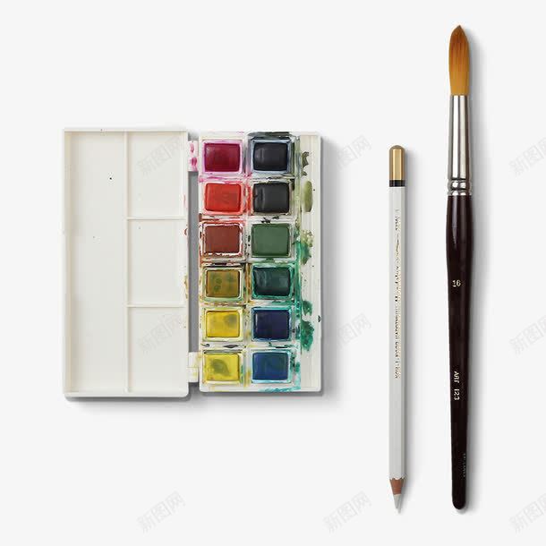 颜料盒和笔png免抠素材_新图网 https://ixintu.com 颜料盒 抽象 画笔 绘画 调色 办公品 办公用品 学习用品 文具
