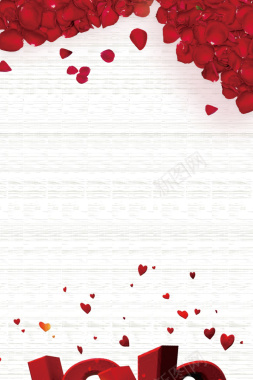 白色浪漫玫瑰花情人节海报背景素材背景