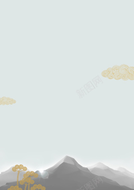 中国元素山脉云朵背景背景