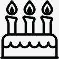 黑色线条蛋糕蜡烛图标素材