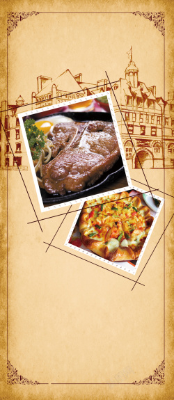 东方古典西餐海报背景素材高清图片