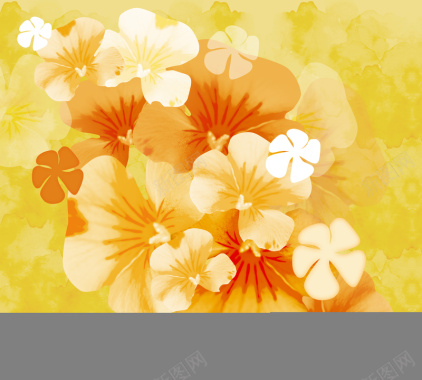 橙色花朵插画水彩花卉唯美印刷背景背景
