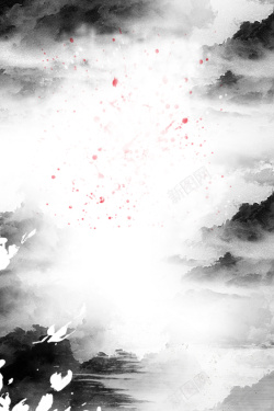 山水间中国风大气水墨山水间背景素材高清图片