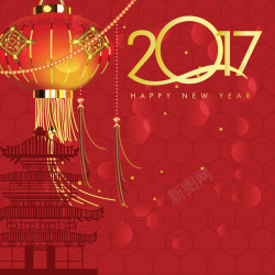 2017新年祝福喜庆灯笼2017矢量背景素材高清图片