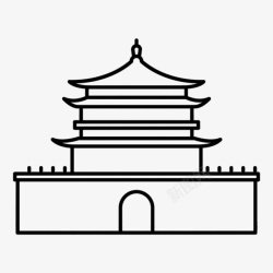 西安古楼线条图标