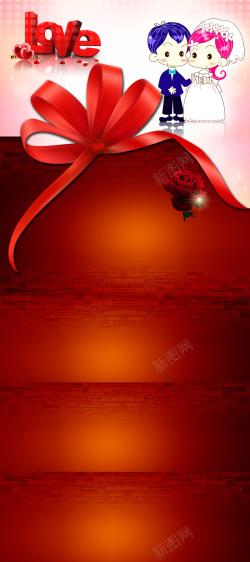 七夕易拉宝婚纱影楼广告展架背景素材高清图片
