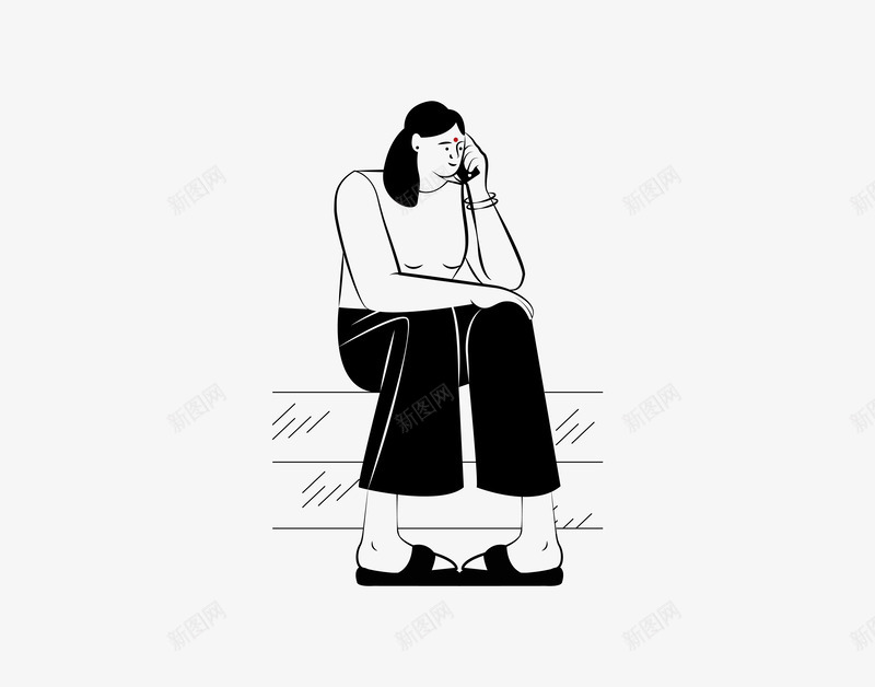 indiandoodle手绘png免抠素材_新图网 https://ixintu.com 人物扁平 手绘