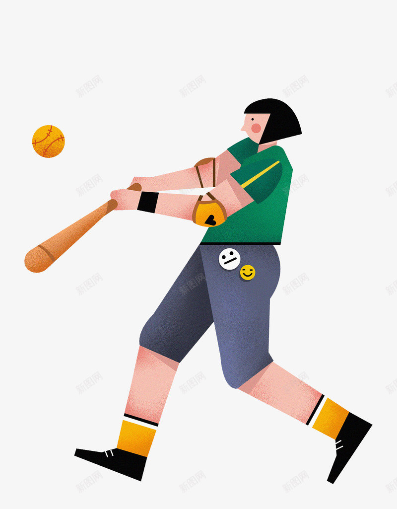 棒球运动扁平插画png免抠素材_新图网 https://ixintu.com 棒球 运动 扁平 插画