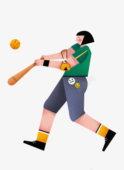 棒球运动扁平插画素材