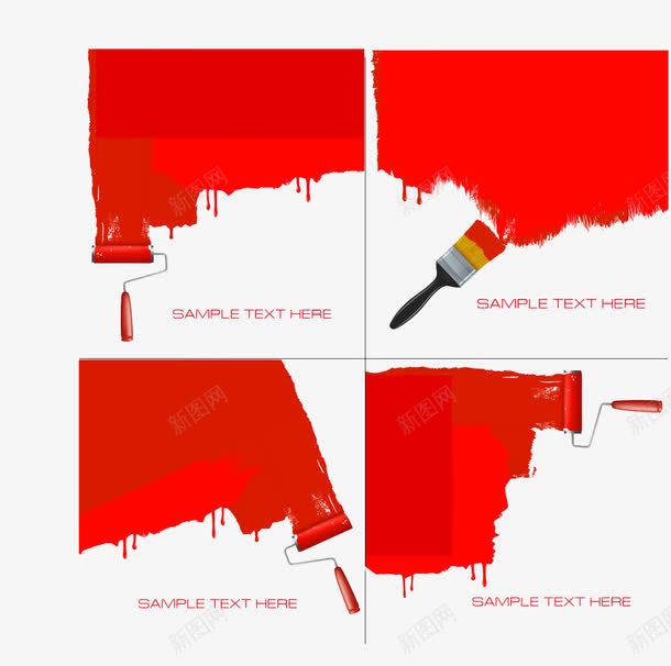 油漆刷与油漆背景图片png免抠素材_新图网 https://ixintu.com 油漆刷 油漆 红色 效果元素