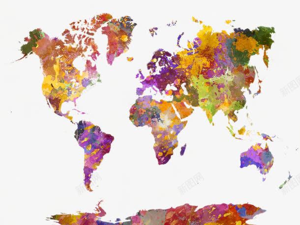 精美水彩世界地图设计png免抠素材_新图网 https://ixintu.com 精美水彩世界地图设计 水彩效果 水墨墨迹 炫彩地图 彩色地图 七大洲地图 世界地图
