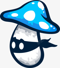 卡通蓝色忍者蘑菇素材