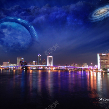 星空下的都市背景