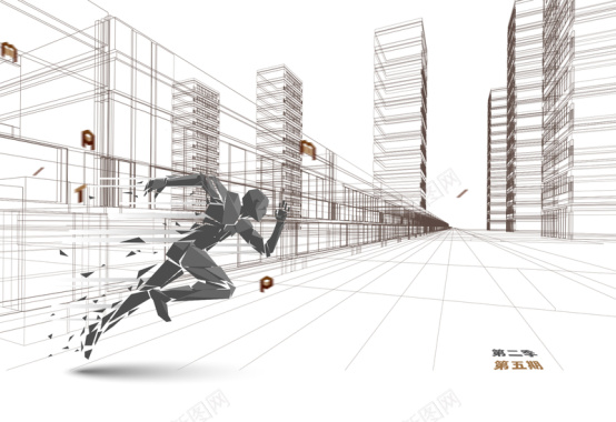 黑白线条剪影任务城市广告背景素材背景