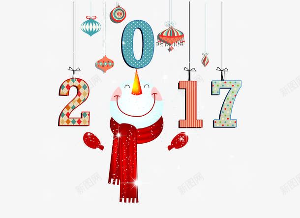 2017年png免抠素材_新图网 https://ixintu.com 圣诞 元旦 新年 2017年 雪人 围巾 冬季