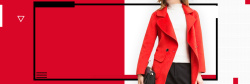 红色大衣双十一女装大衣促销红色banner高清图片