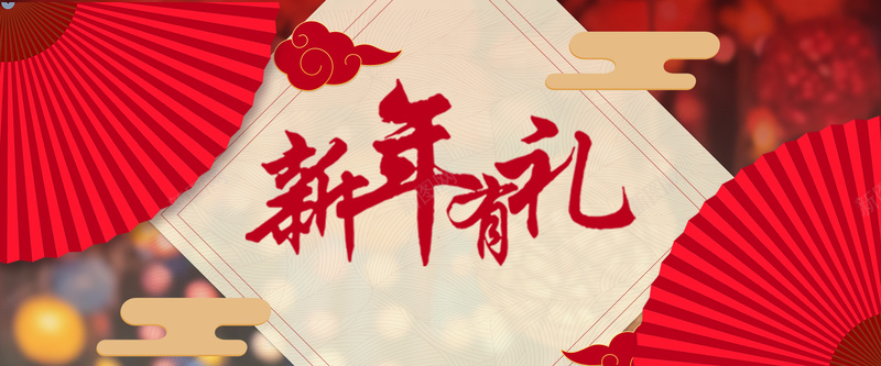 新年红色卡通banner背景