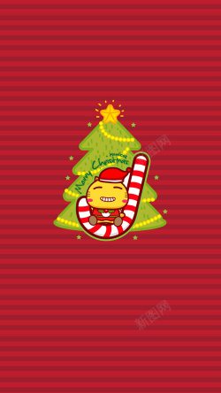 条纹圣诞树圣诞节简约红色圣诞树H5背景高清图片