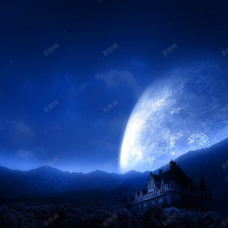 梦幻夜空素材psd设计背景_新图网 https://ixintu.com 梦幻 夜空 蓝色 星球 月亮 主图 卡通 童趣 手绘