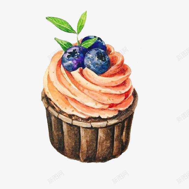 蓝莓蛋糕png免抠素材_新图网 https://ixintu.com 蓝莓 蛋糕 奶油 卡通 水彩 手绘 装饰 彩色