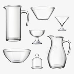 白色透明玻璃杯组图素材