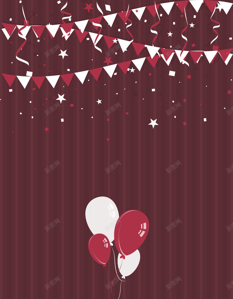 气球和三角拉旗生日红色H5背景素材psd设计背景_新图网 https://ixintu.com 扁平 三角拉旗 红色 条纹背景 生日 H5背景 气球 节日