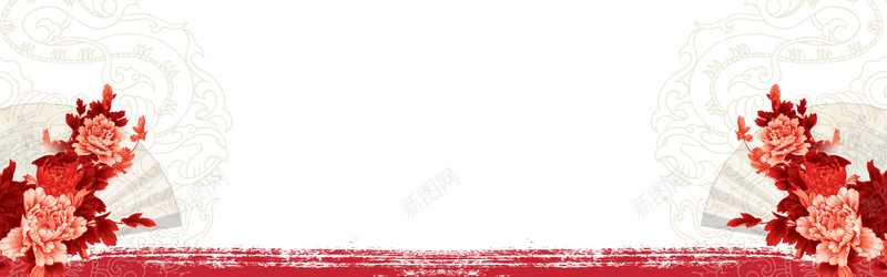 红色牡丹背景jpg设计背景_新图网 https://ixintu.com 中国风 卡通樱花红色扇子 古典 扇子 海报banner 牡丹 笔刷 红色 花纹