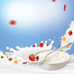 水果直通车飞溅牛奶水果酸奶机PSD分层主图背景素材高清图片