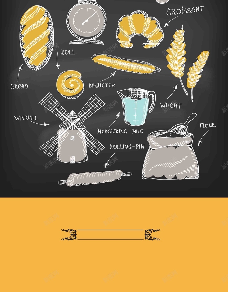 面包烘焙坊海报设计背景模板jpg设计背景_新图网 https://ixintu.com 面包 烘焙坊 海报 设计 蛋糕 甜品 粉笔画 手绘 封面 宣传页