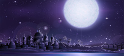 紫色古老油灯古老城市夜晚背景矢量素材高清图片
