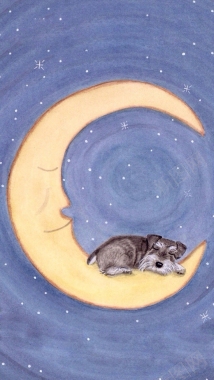 卡通手绘月亮上的狗H5背景背景
