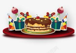 彩帽蛋糕和礼物高清图片