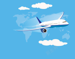 航空主题背景蓝色清新扁平航空主题海报背景素材高清图片