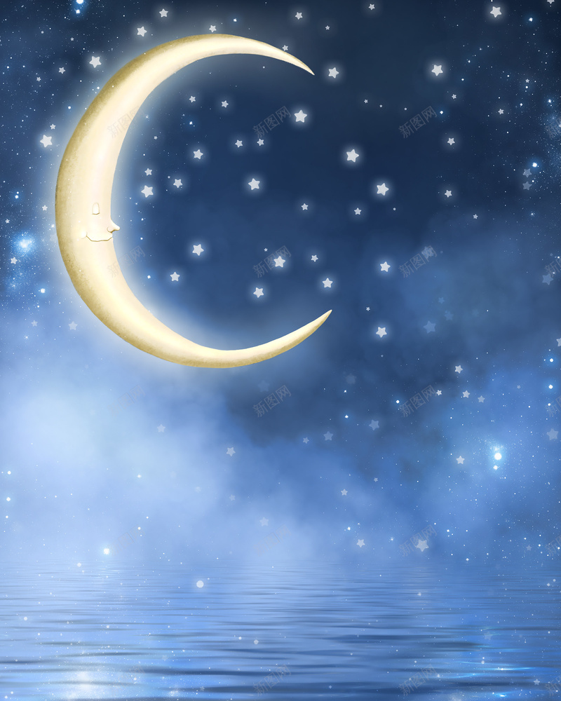 星空月亮背景jpg设计背景_新图网 https://ixintu.com 星星 星空 月亮 背景 蓝色 星云 星海 星际 卡通 童趣 手绘