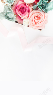 母亲节玫瑰花丝带H5背景素材背景