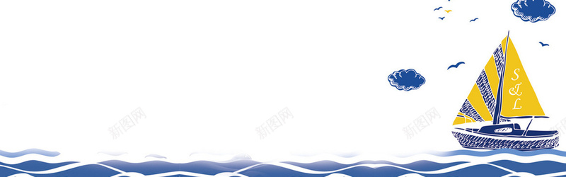 帆船背景jpg设计背景_新图网 https://ixintu.com 海报banner 轮播图背景 卡通 帆船 童趣 淘宝首页横幅背景 手绘