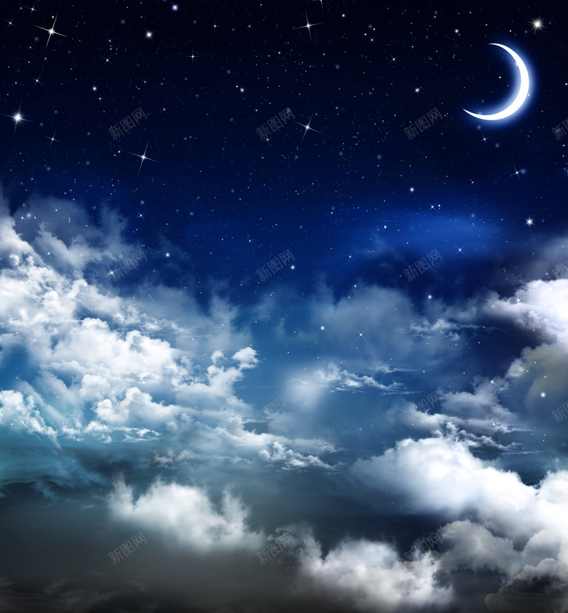 挂在繁星夜空中的月亮jpg设计背景_新图网 https://ixintu.com 夜空 月亮 梦幻 浪漫 繁星 PPT