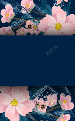 深蓝色学士帽设计模板深蓝色鲜花矢量背景高清图片