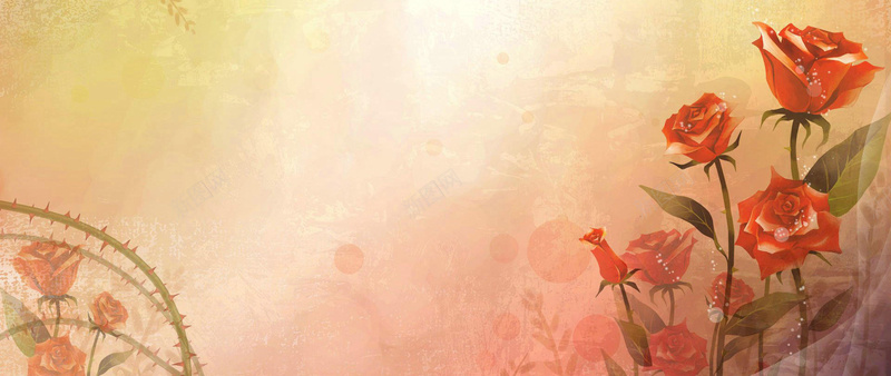 手绘玫瑰花背景图背景