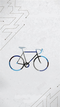 简单自行车灰色背景下的简单自行车和线条H5背景高清图片