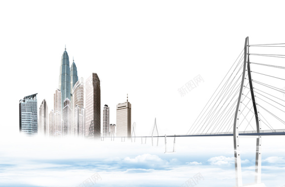 高架桥高耸云端直通城市的背景